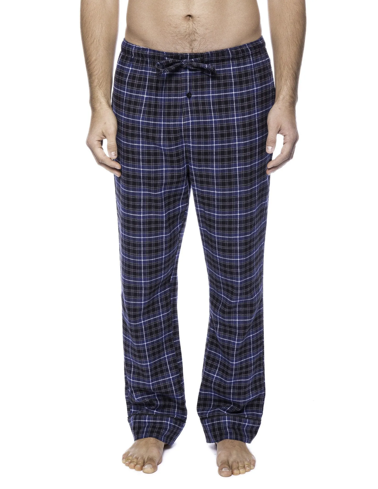 2-Pack Men's 100% Cotton Flannel Lounge Pants (Plaid Burgundy-Grey/Navy-Black)