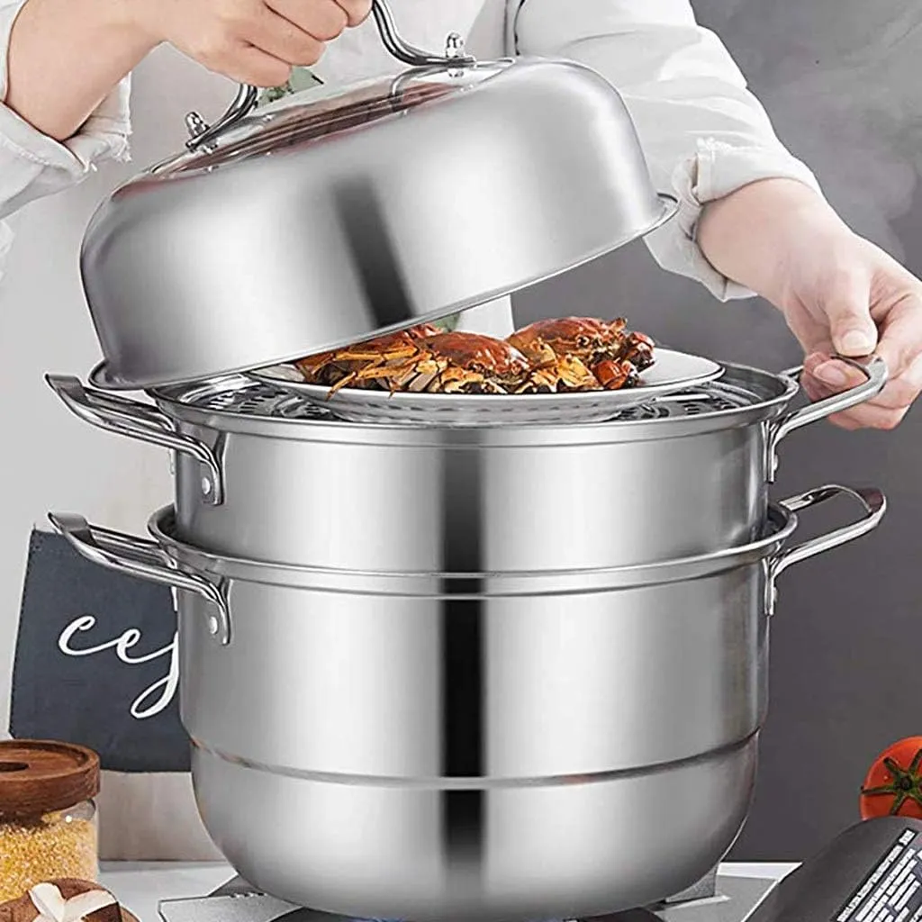 3-Layers Stainless Steel Steamer Pot