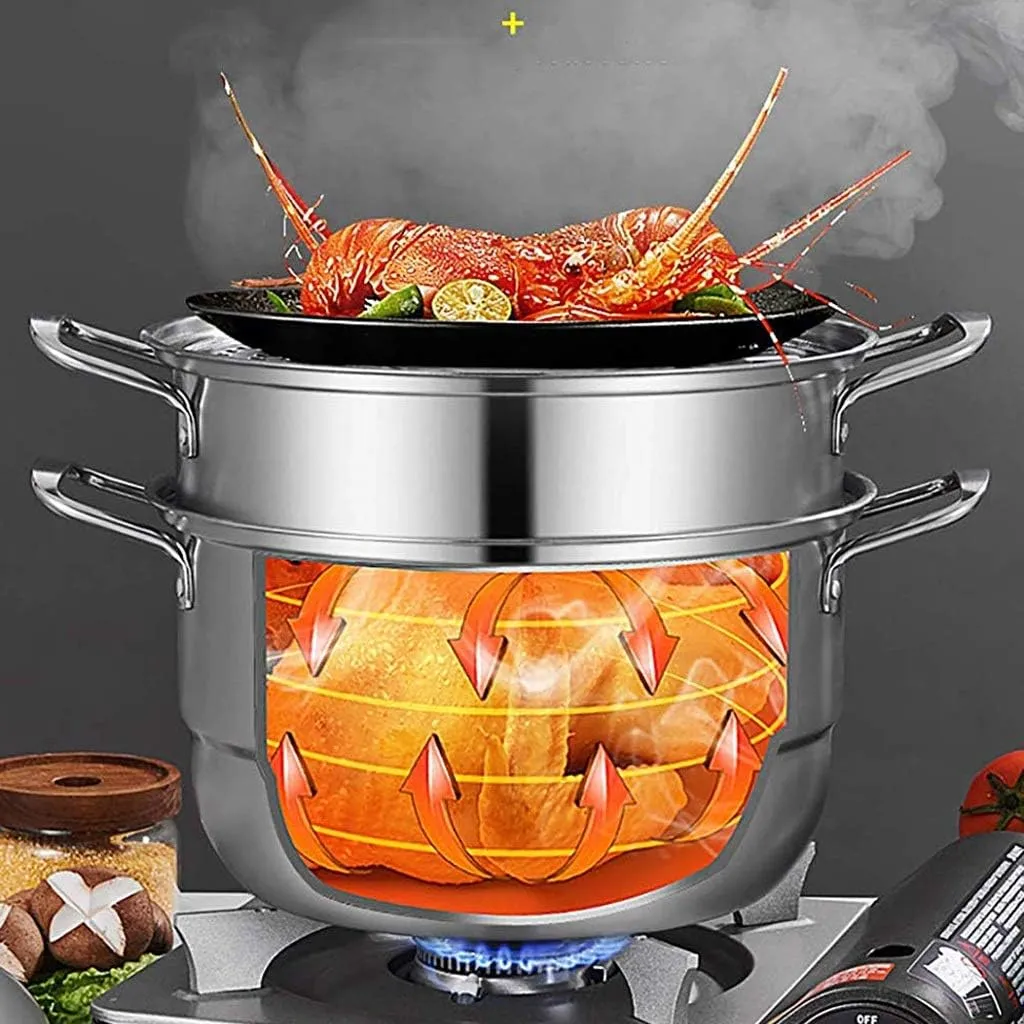 3-Layers Stainless Steel Steamer Pot