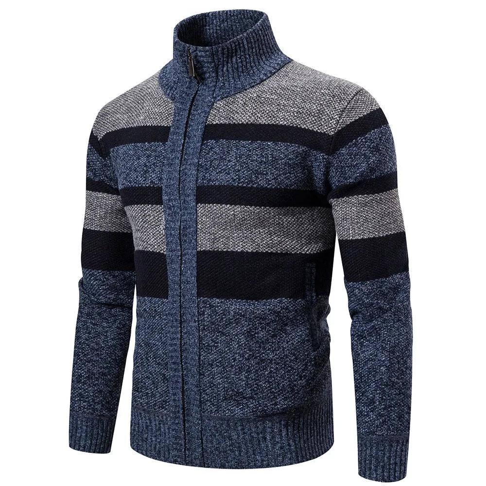 Advbridge New Autumn Winter Cardigan Men Sweaters Jackets Coats Fashion Striped Knitted Cardigan Slim Fit Sweaters Coat Mens Clothing