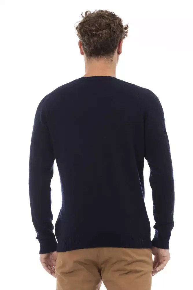 Alpha Studio Blue Viscose Men Sweater