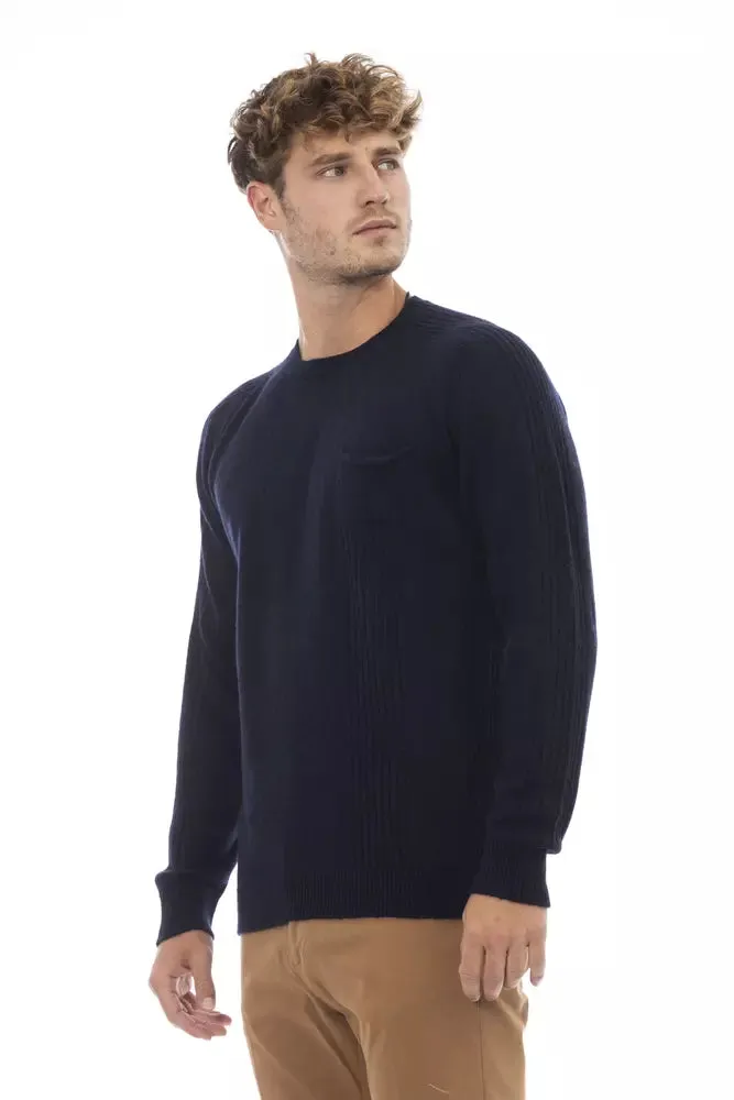 Alpha Studio Blue Viscose Men Sweater