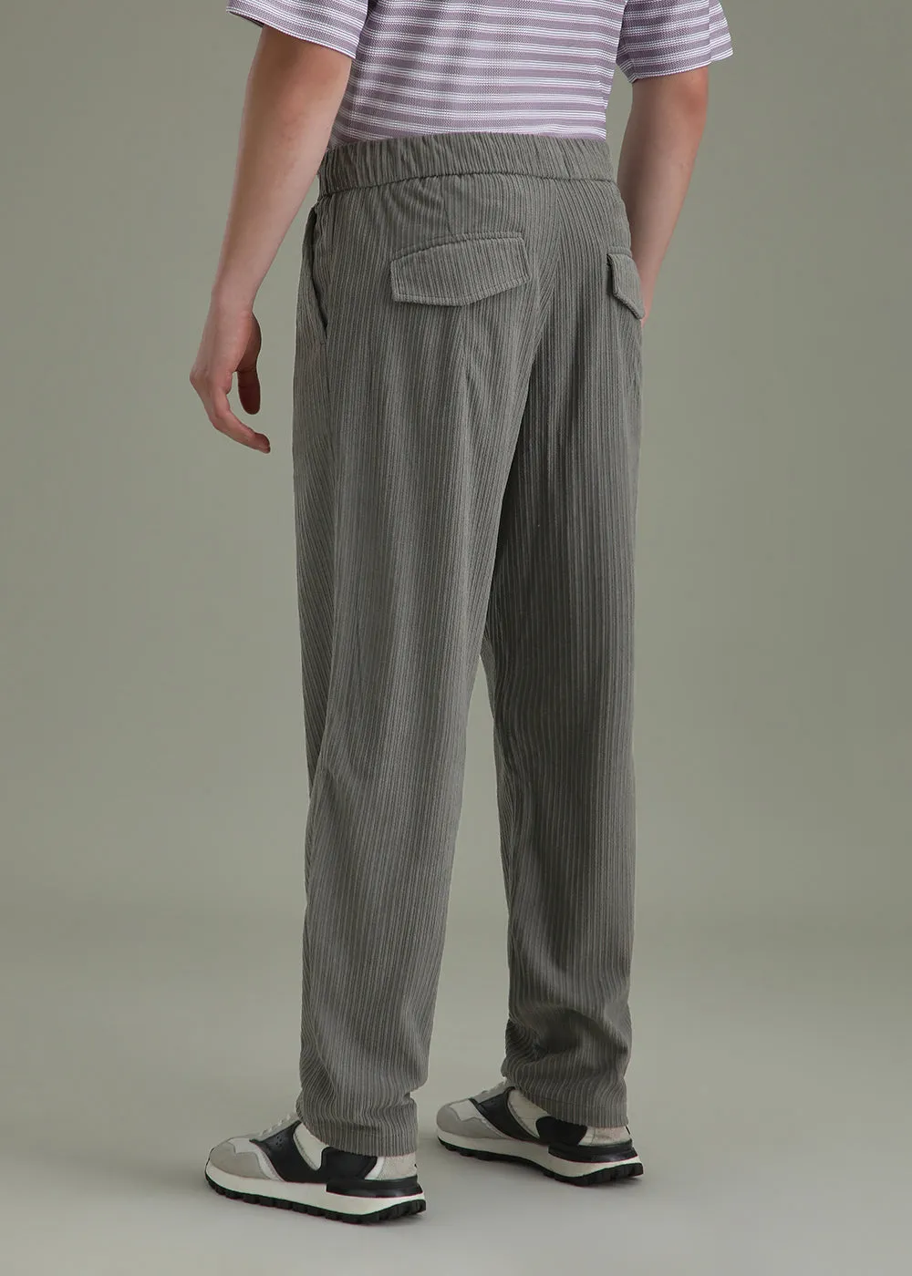 Ash Grey Drawstring Corduroy Pant