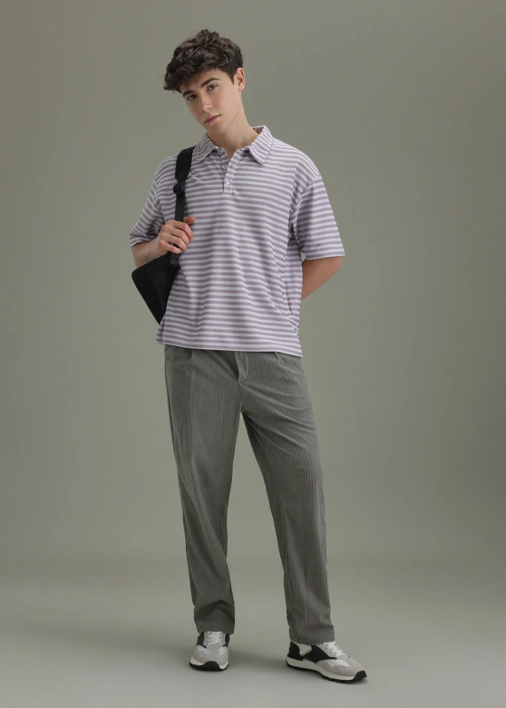 Ash Grey Drawstring Corduroy Pant