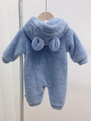 Baby Fuzzy Bear Fleece Hood Onesie