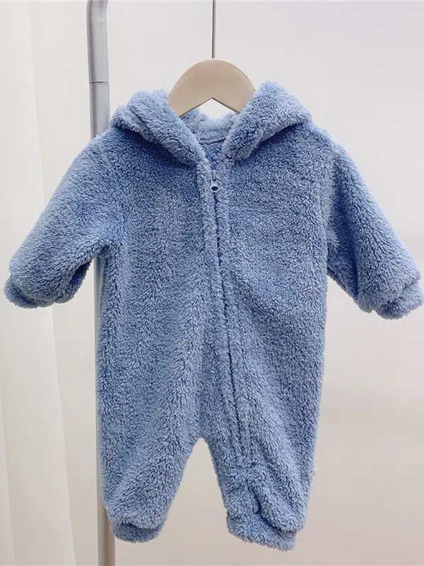 Baby Fuzzy Bear Fleece Hood Onesie