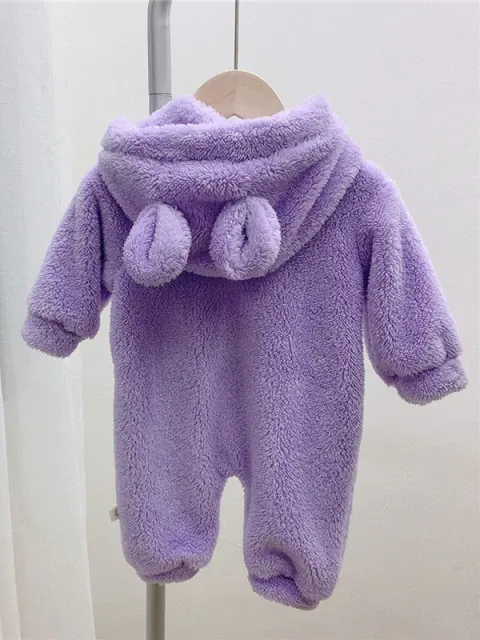 Baby Fuzzy Bear Fleece Hood Onesie