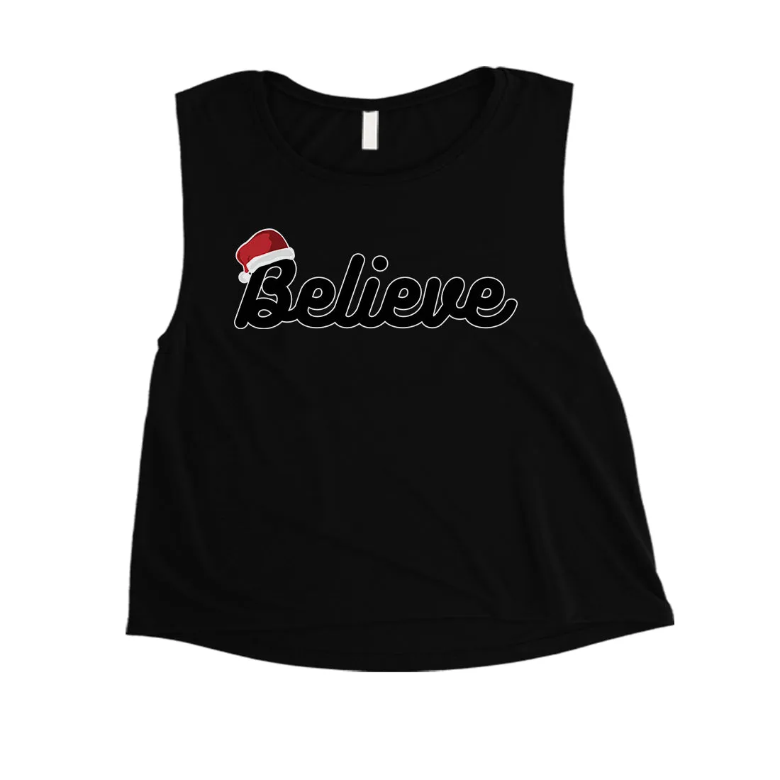 Believe Santa Hat Womens Crop Top