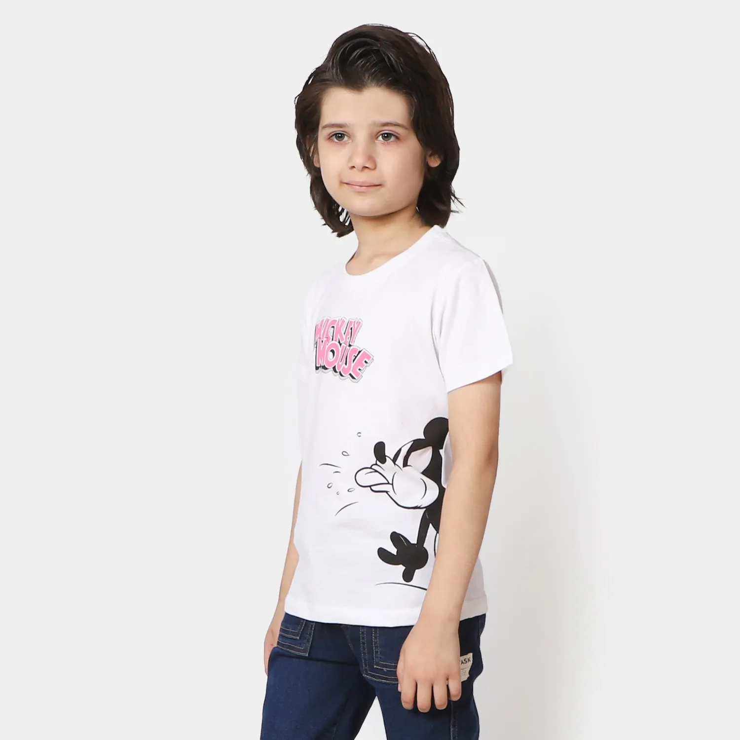 Boys Cotton T-Shirt Character | White