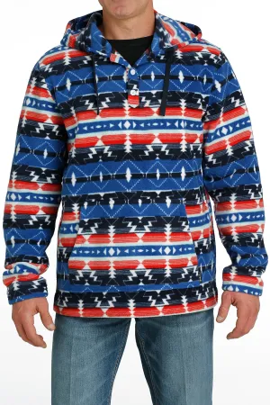 Cinch Red/White/Blue Aztec Print Polar Fleece Hoodie for Men