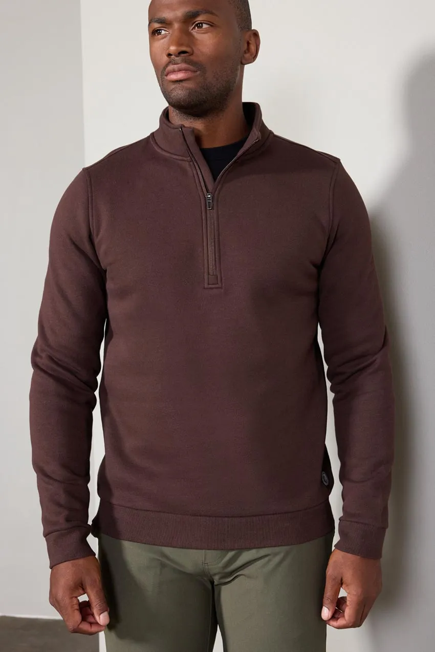 Comfort Men's Fleece 1/4 Zip  - Chocolate Brown