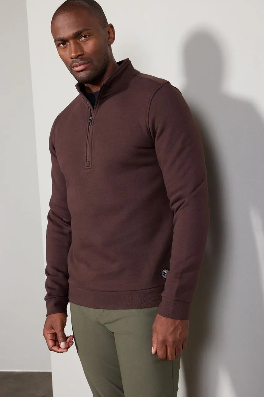 Comfort Men's Fleece 1/4 Zip  - Chocolate Brown