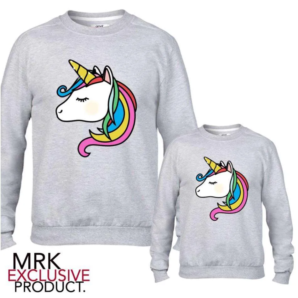 Core Unicorn Mum & Kid Matching Grey Sweaters (MRK X)