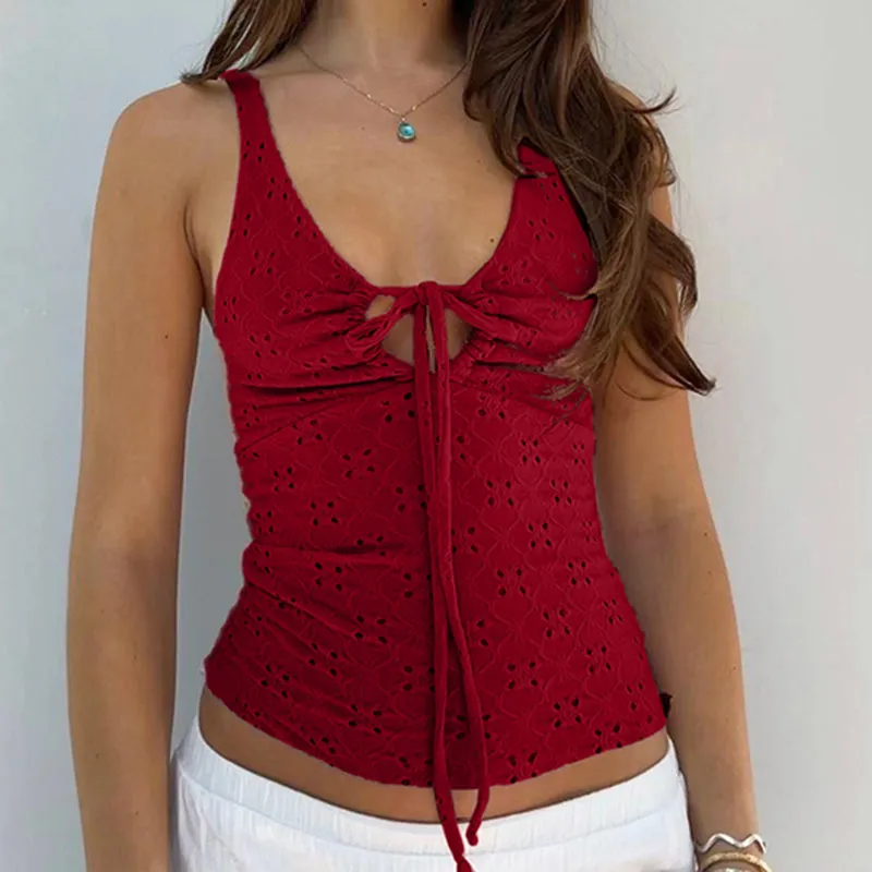 Daniyah Jacquard Lace-Up Vest