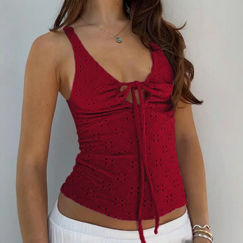 Daniyah Jacquard Lace-Up Vest