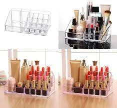 DOUBLE LAYERS MAKEUP ORGANIZER WITH COMPARTMENTS.