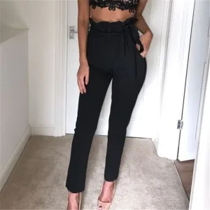 Drawstring High Waist Pants