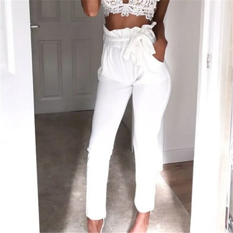 Drawstring High Waist Pants