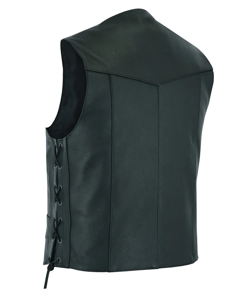 DS106 Men's Side Lace Economy Bike Night Leather Vest