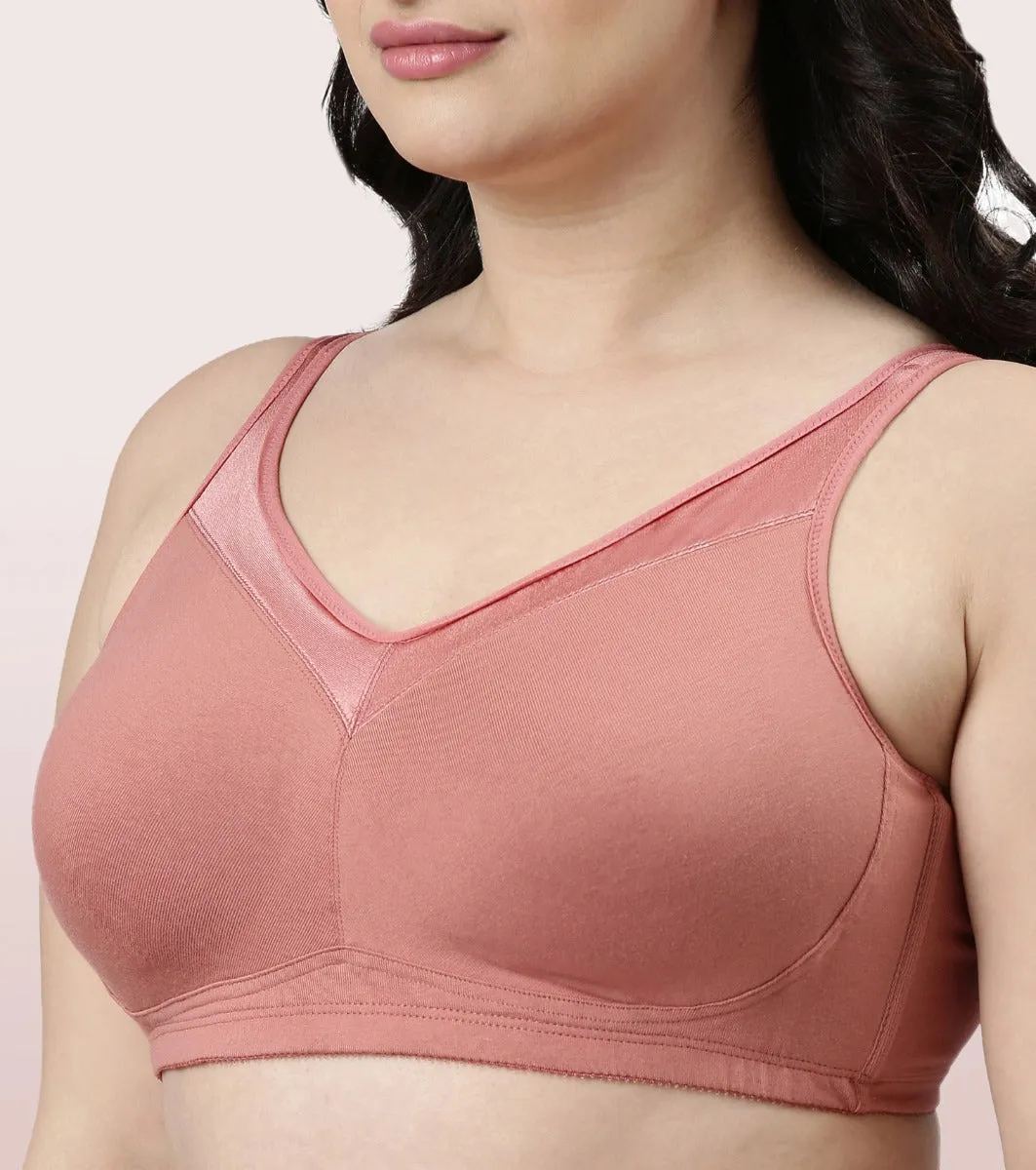 Enamor Super Lift Classic Full Support Bra For Women - Non-Padded, Non-Wired Bra For Full Coverage & Support | A112 | Rosette