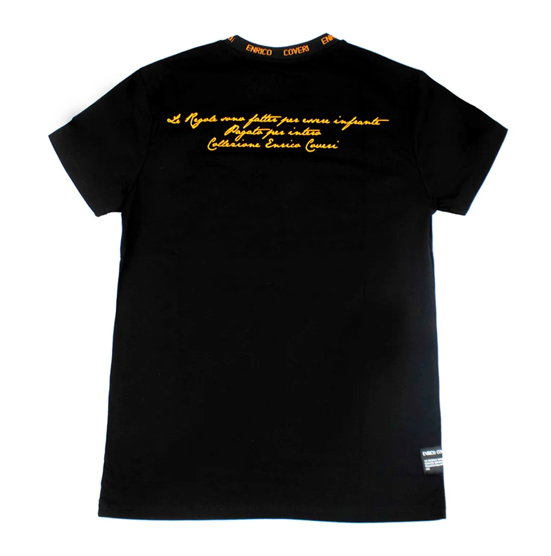 Enrico Coveri Black Logo Signature Crew T shirt