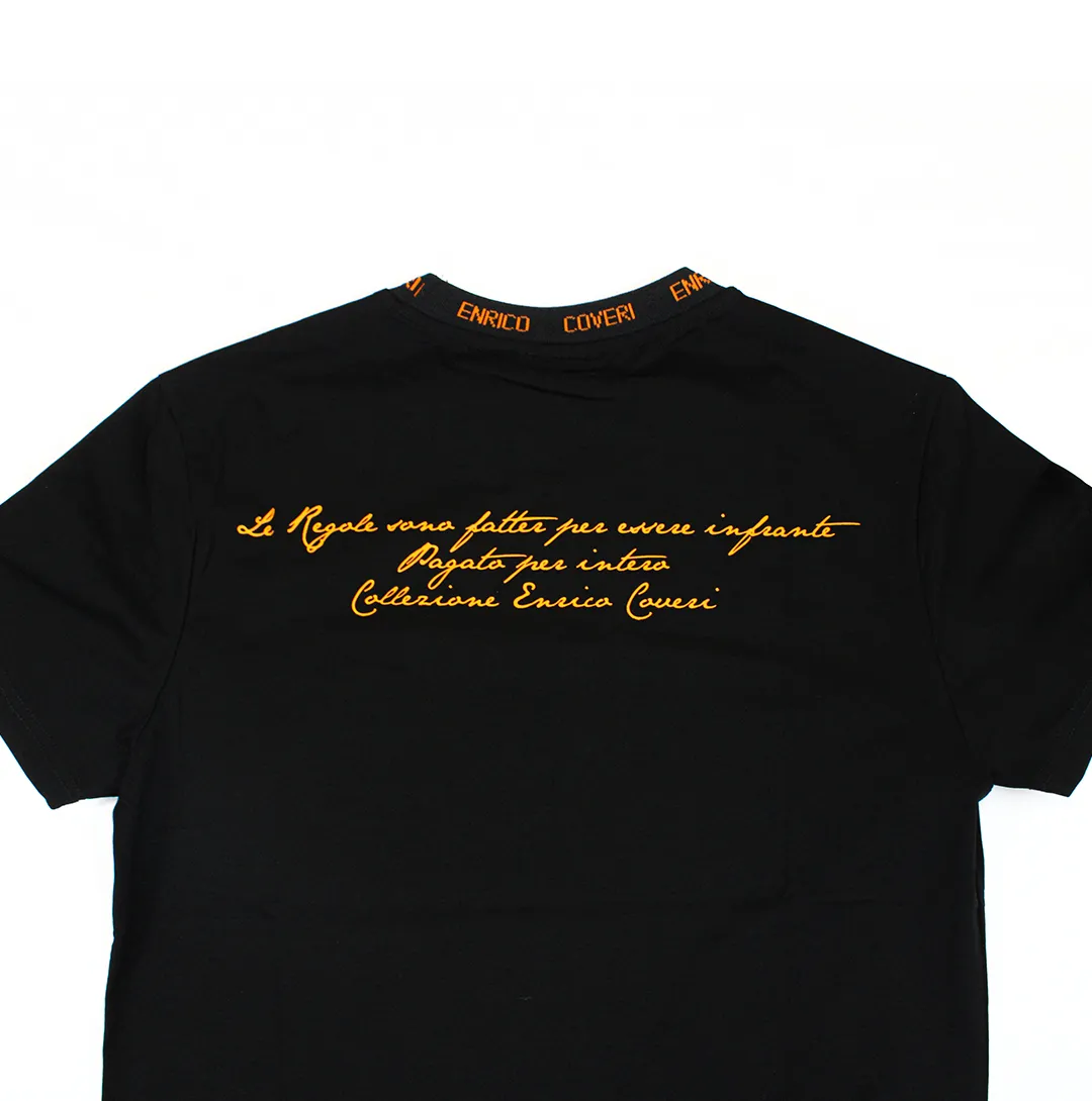 Enrico Coveri Black Logo Signature Crew T shirt