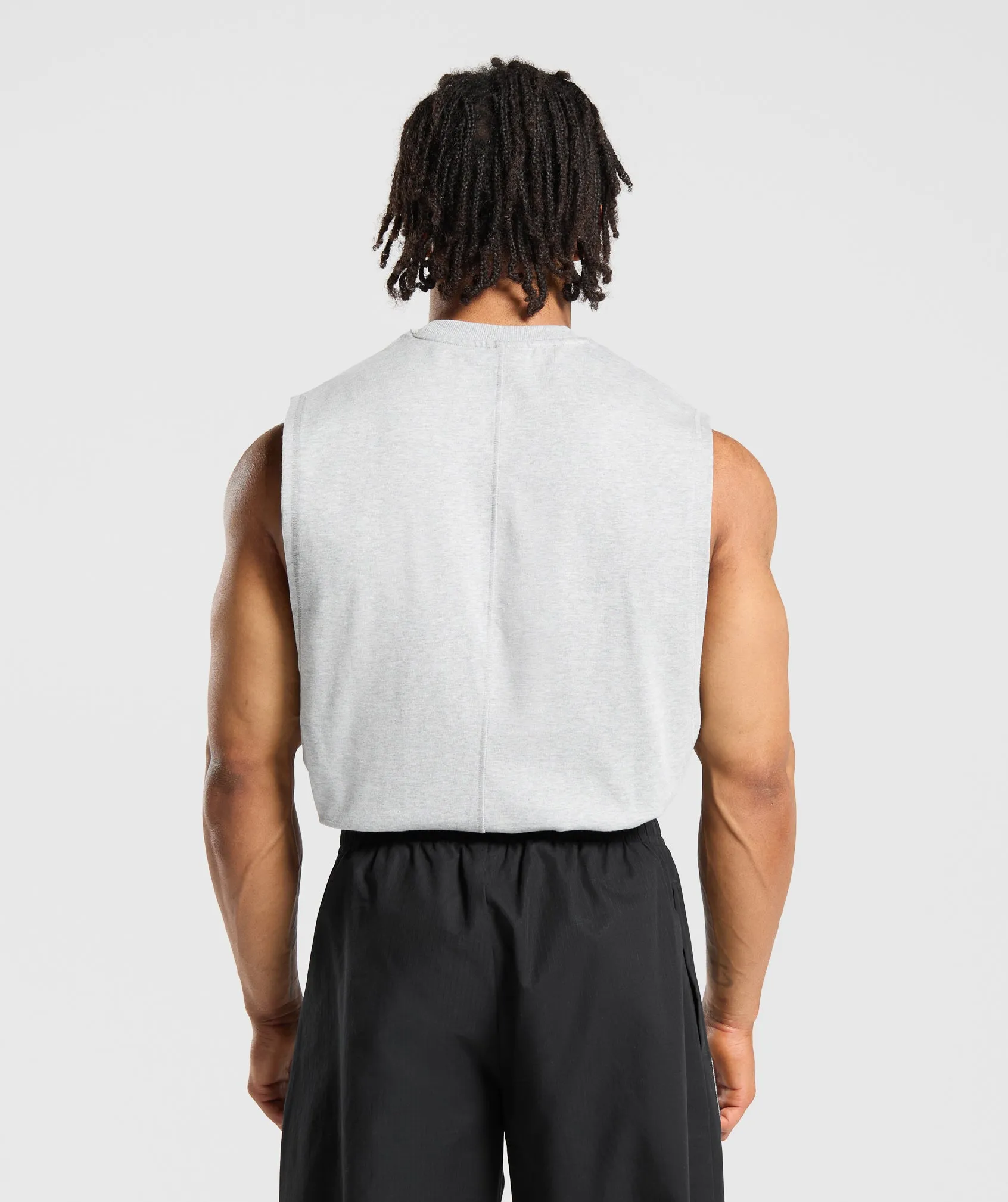 Gymshark Premium Lifting Boxy Cut Off Tank - Light Grey Marl