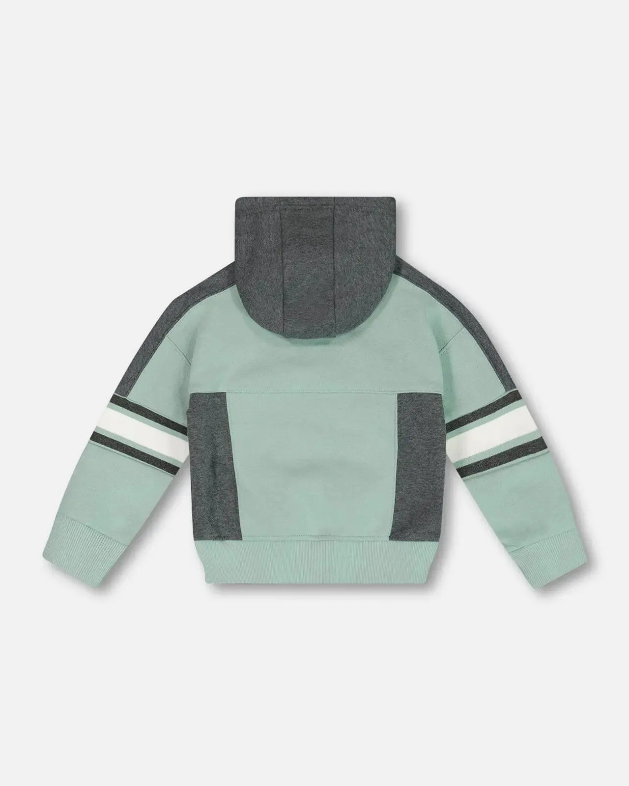 Hooded Fleece Sweatshirt With Contrast Rib Sage Green