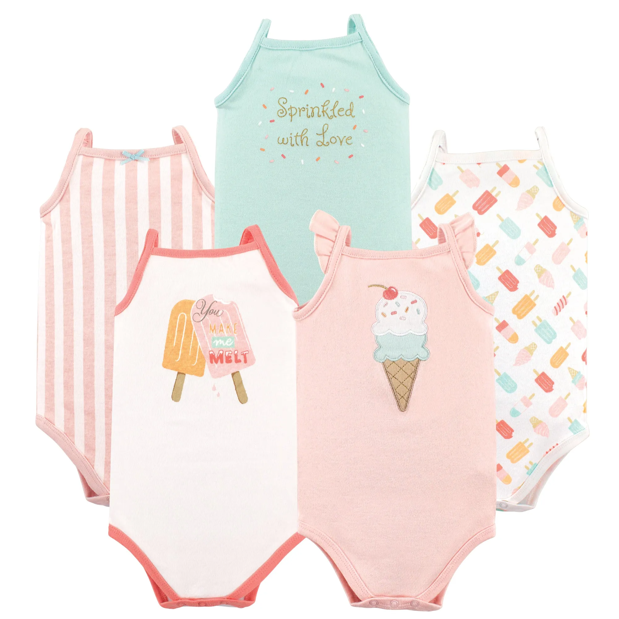 Hudson Baby Cotton Sleeveless Bodysuits, Ice Cream