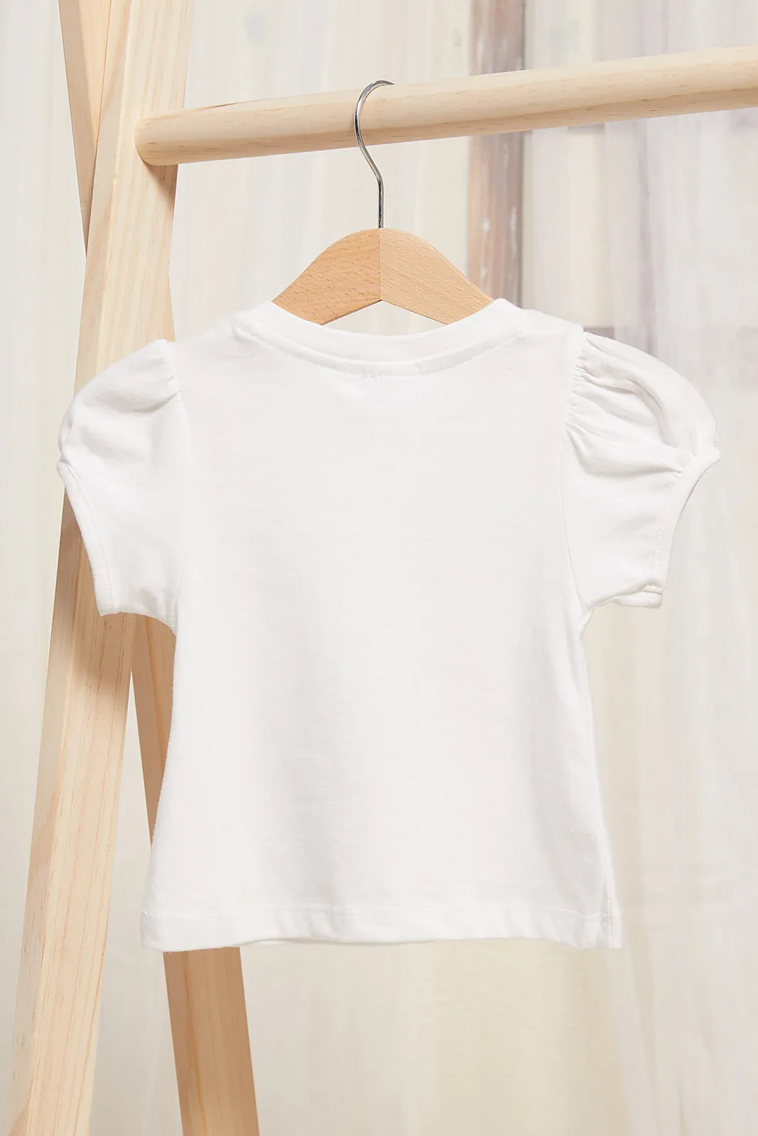 Infant Girls Ivory Bunny Embellished T-Shirt