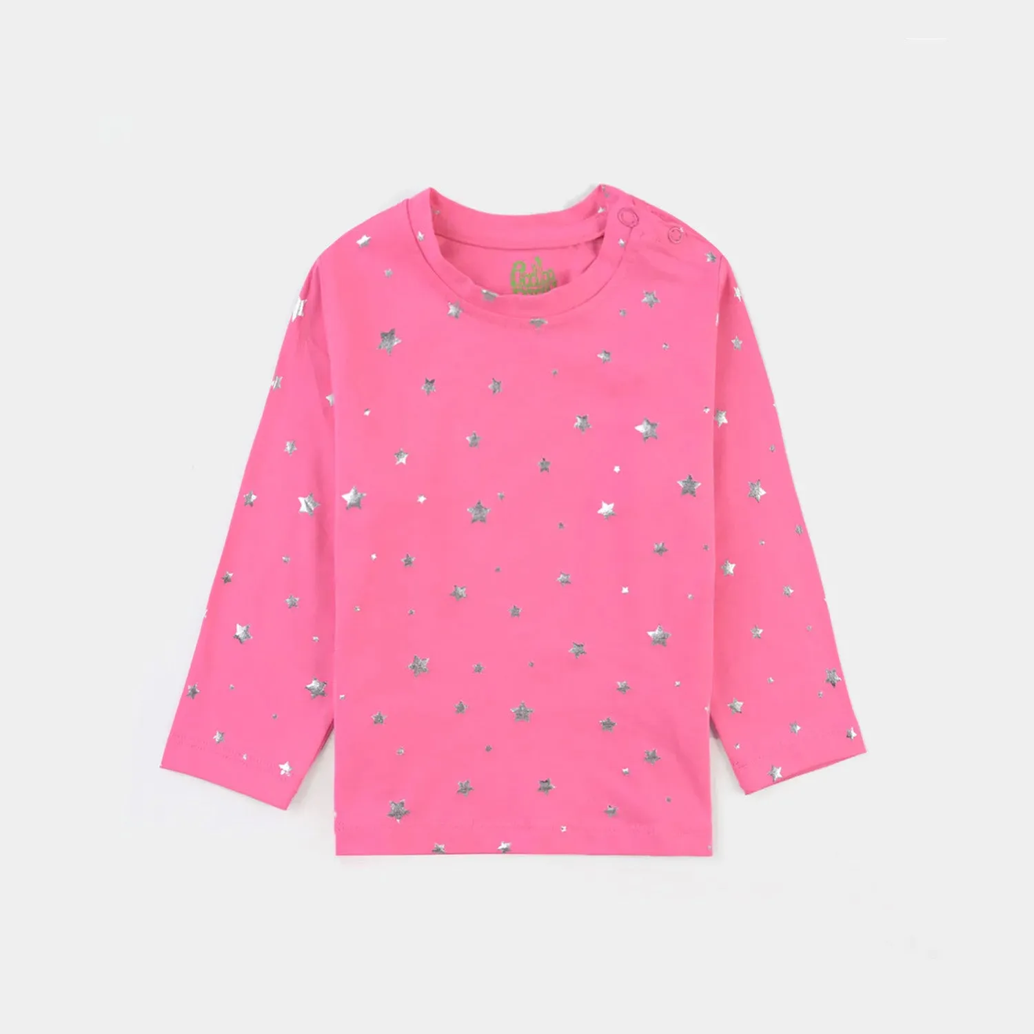 Infant Girls Lycra Jersey T-Shirt Pink Star-Hot Pink