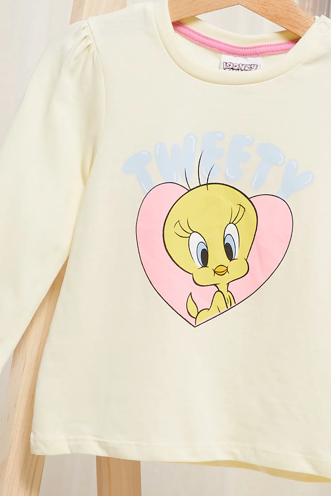 Infant Girls Yellow Tweety Printed T-Shirt