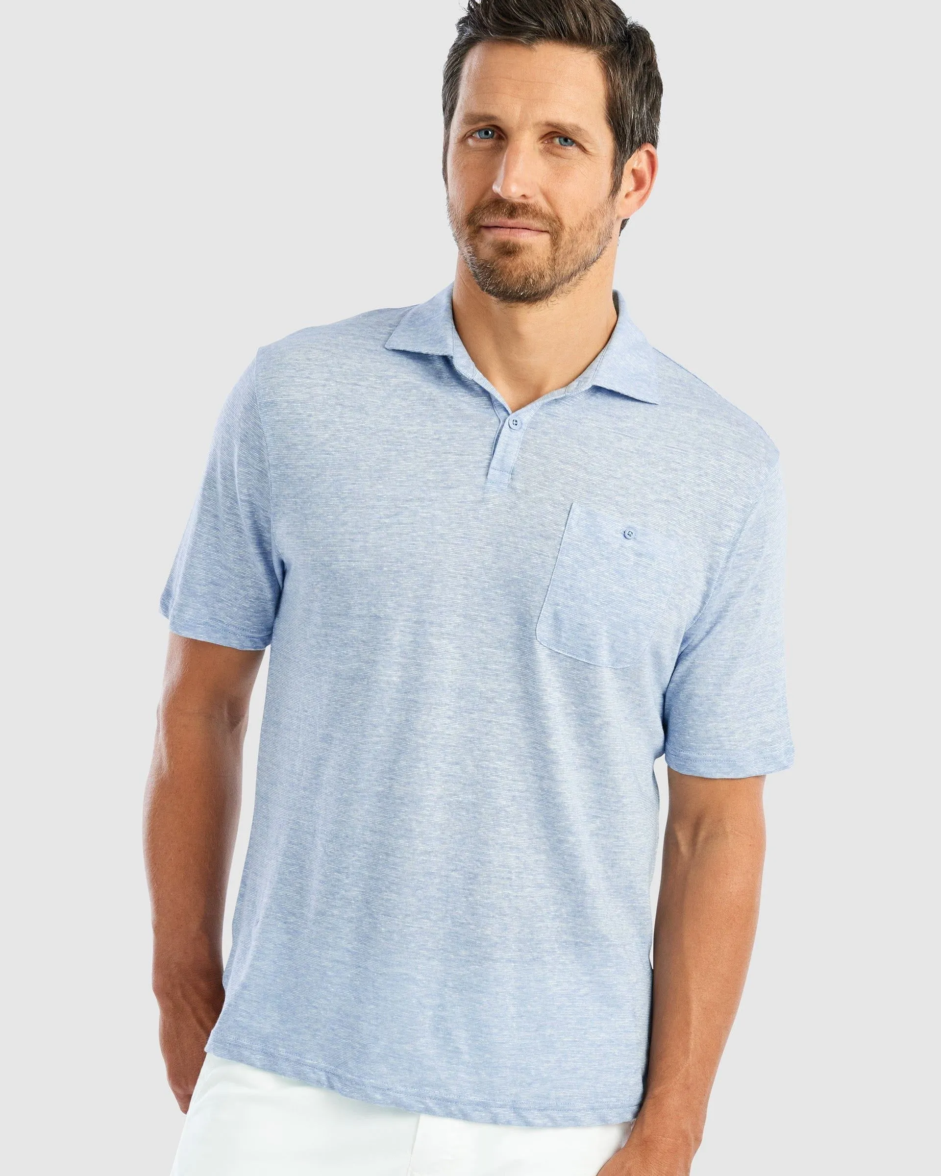 Johnnie O Mens Castaway Linen Blend Polo