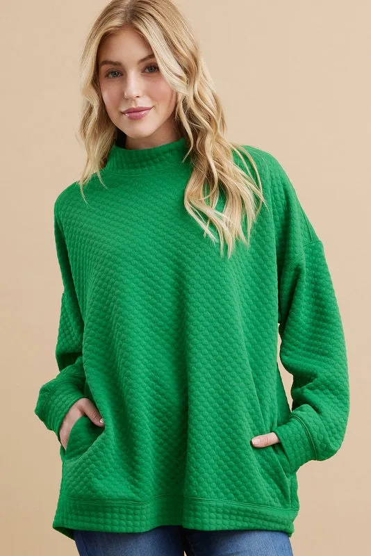 Kelly Textured Mock Neck Sweatshirt