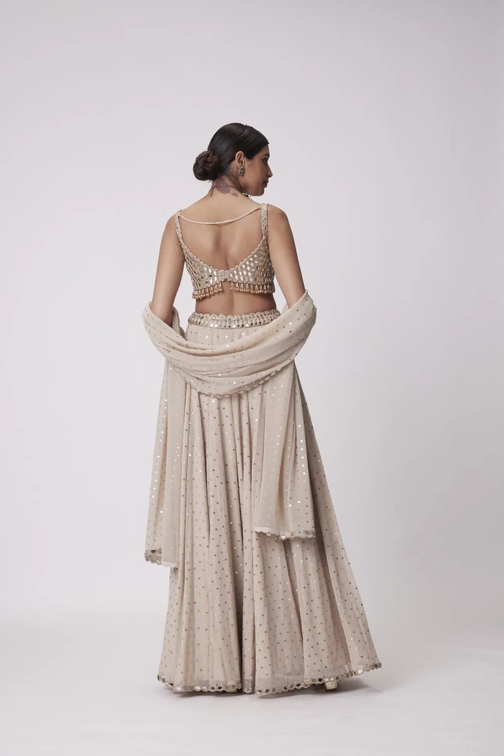 Light Beige Georgette Lehenga Pants Set