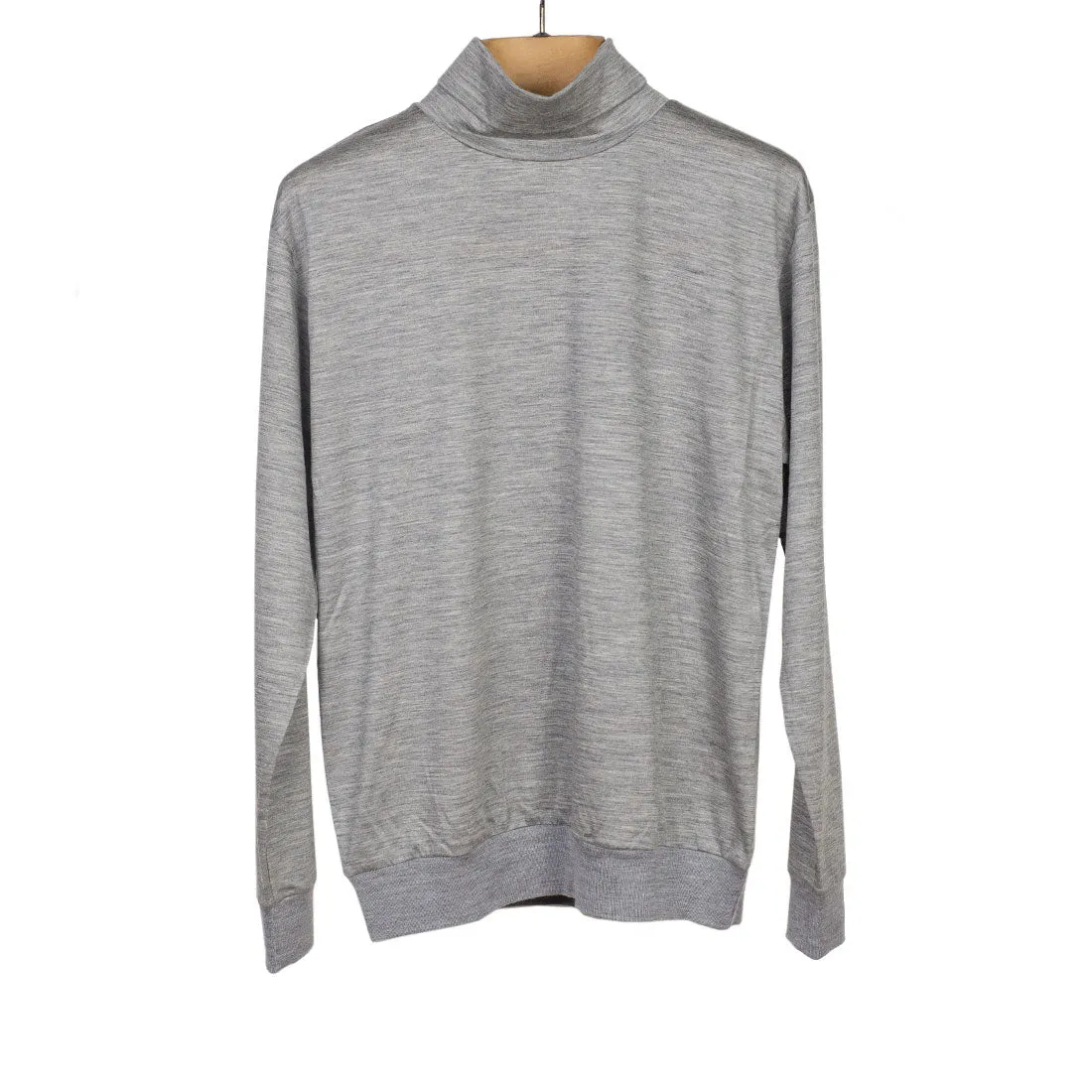 Light grey wool jersey turtleneck sweater