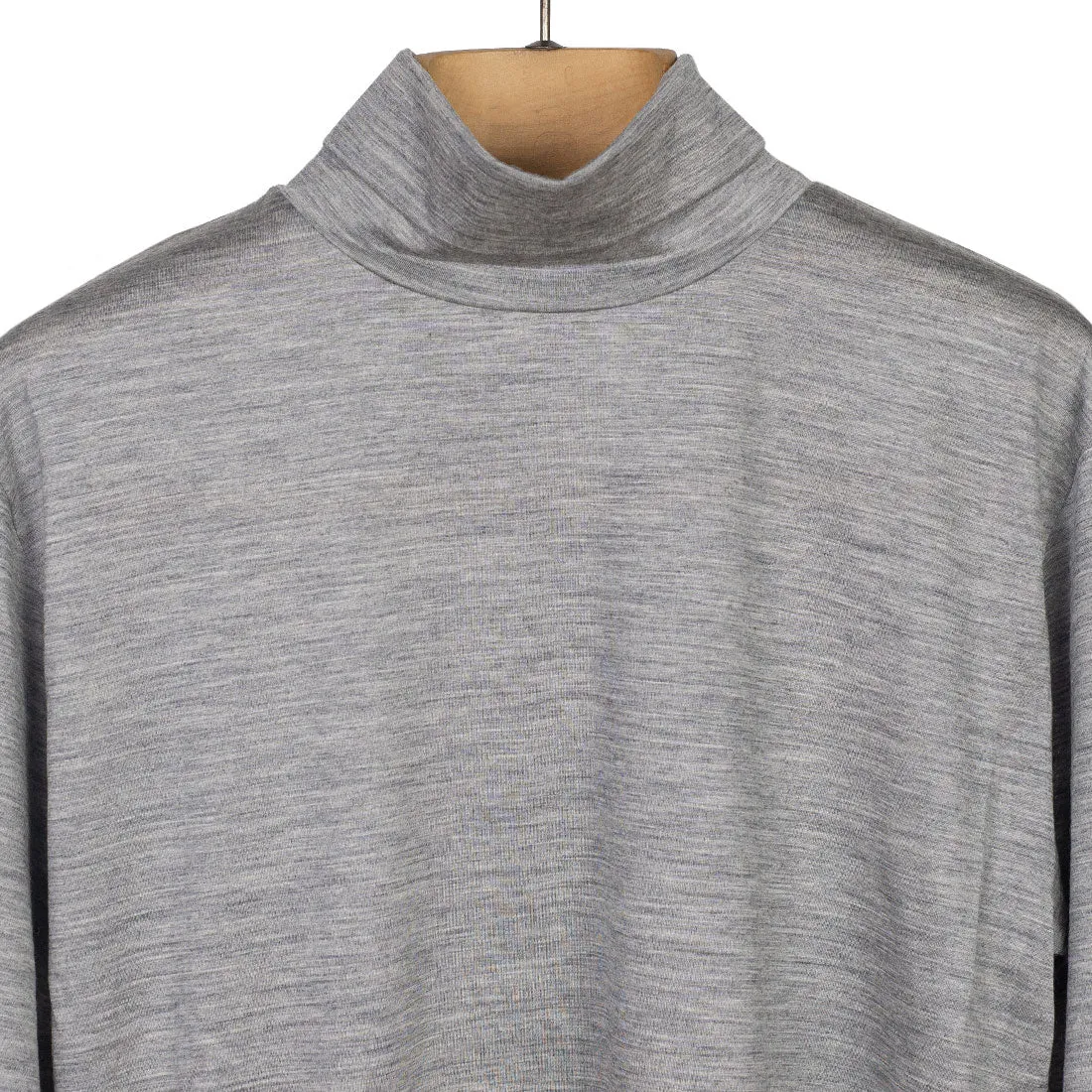 Light grey wool jersey turtleneck sweater