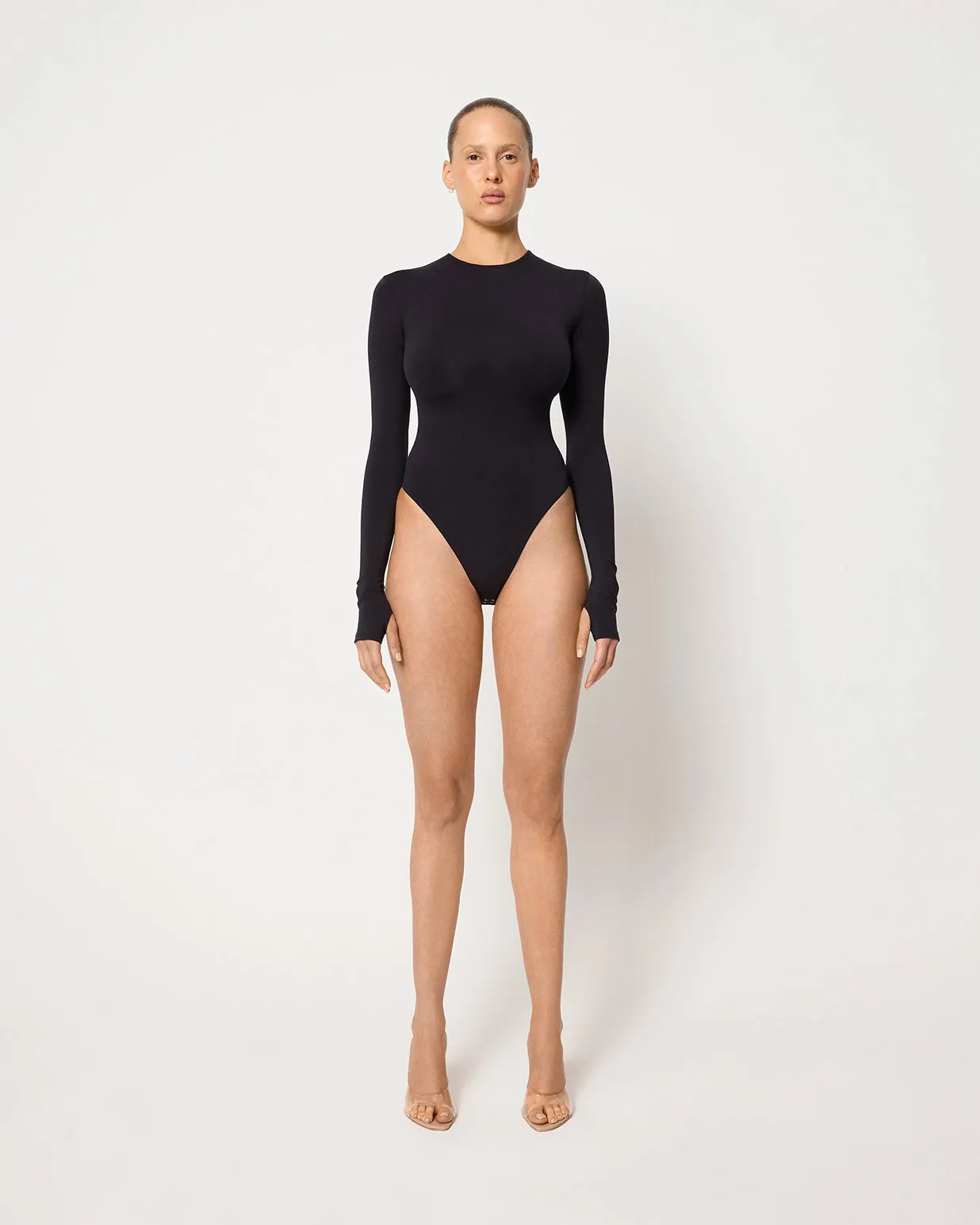 Long Sleeve Crewneck Bodysuit | Black