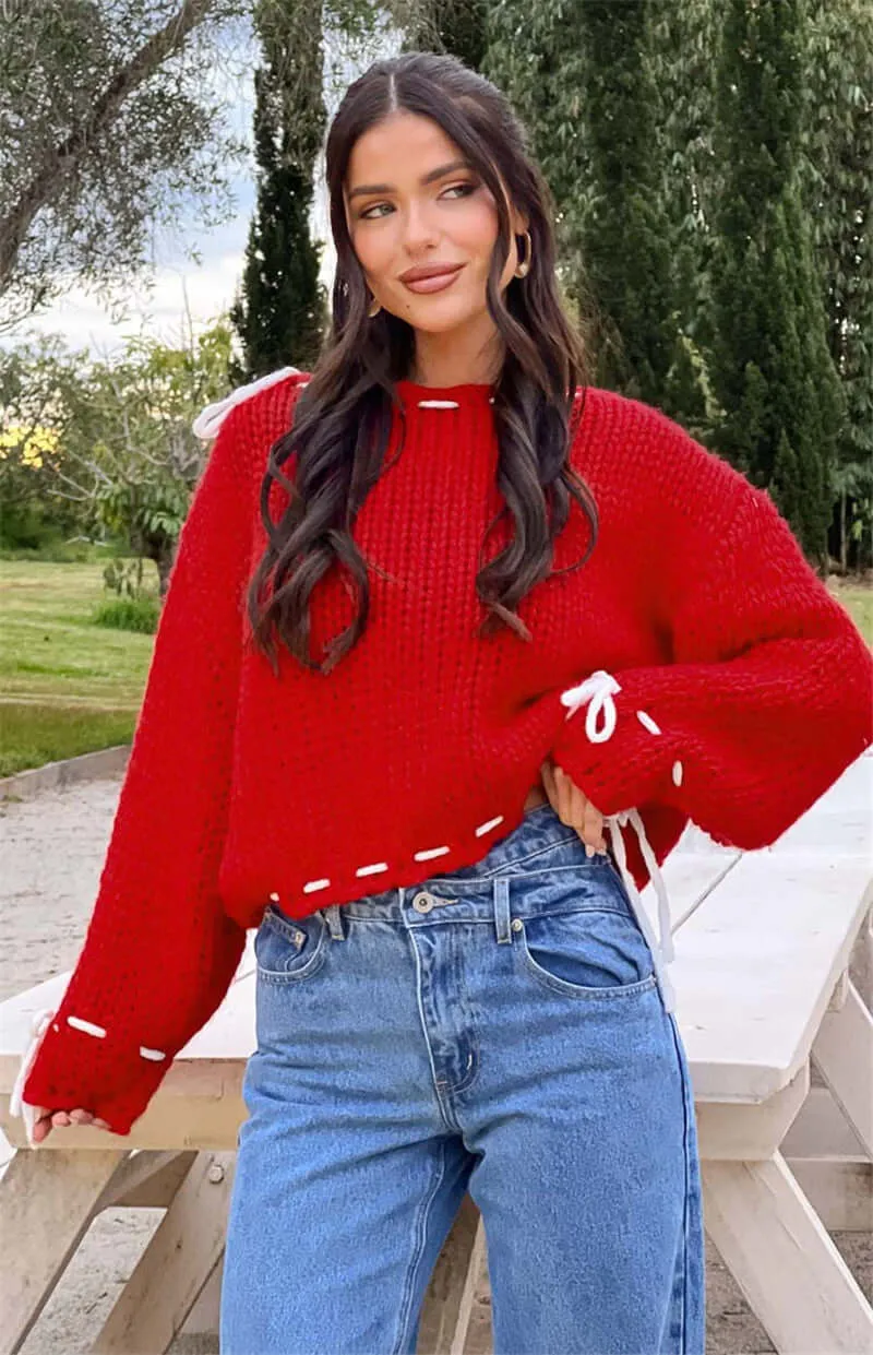 Long-sleeved Loose Knit Sweater