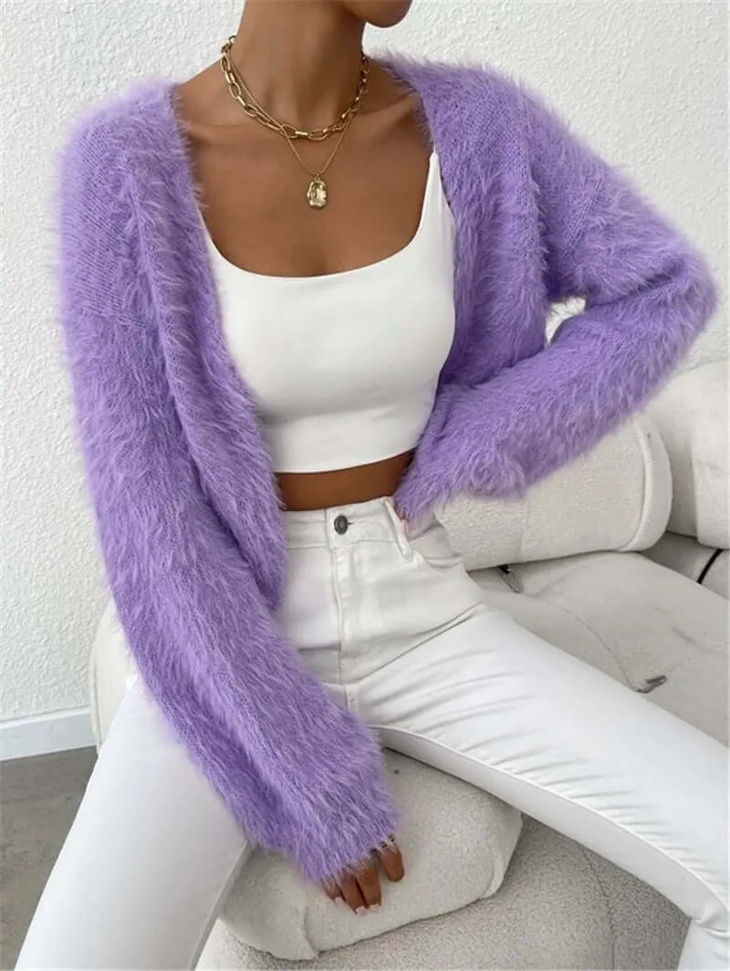 Loose Plush Short Knitted Jacket