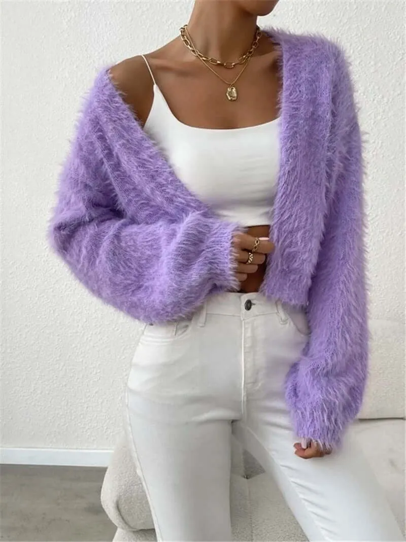 Loose Plush Short Knitted Jacket