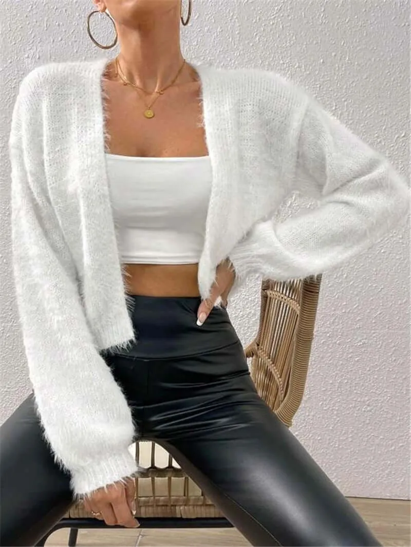 Loose Plush Short Knitted Jacket