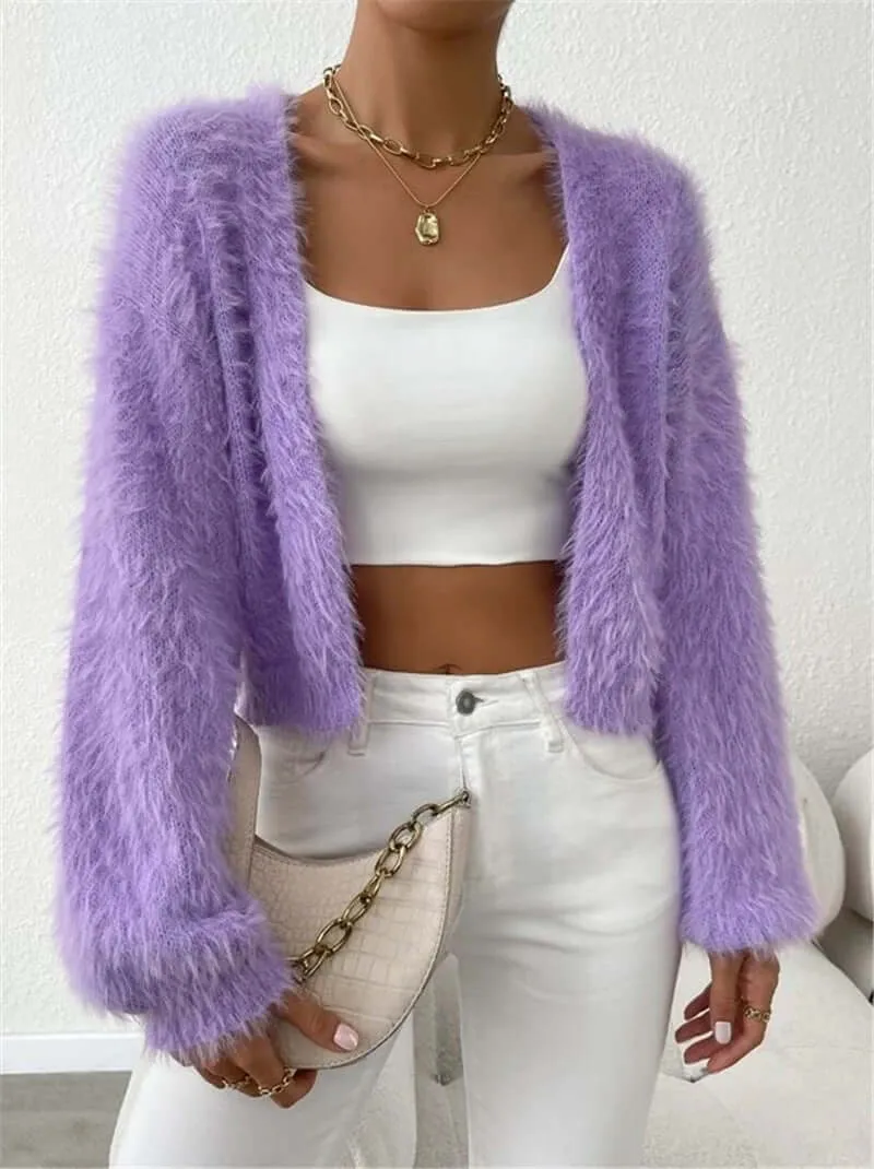 Loose Plush Short Knitted Jacket