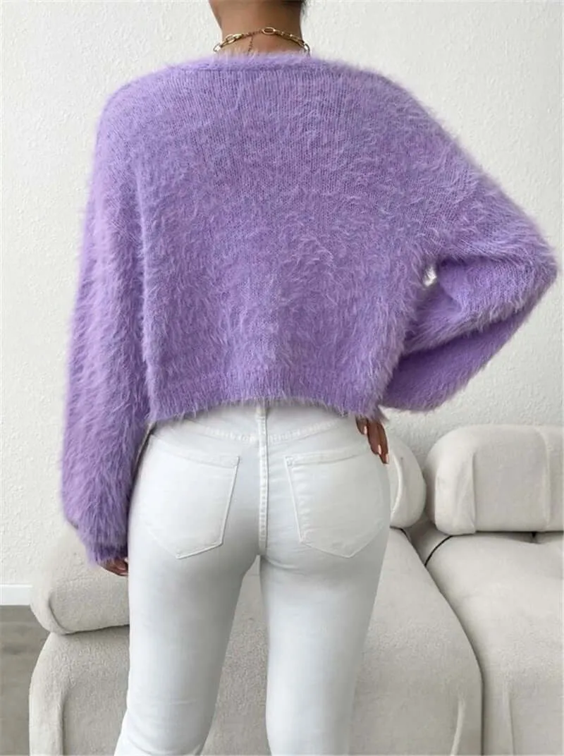 Loose Plush Short Knitted Jacket