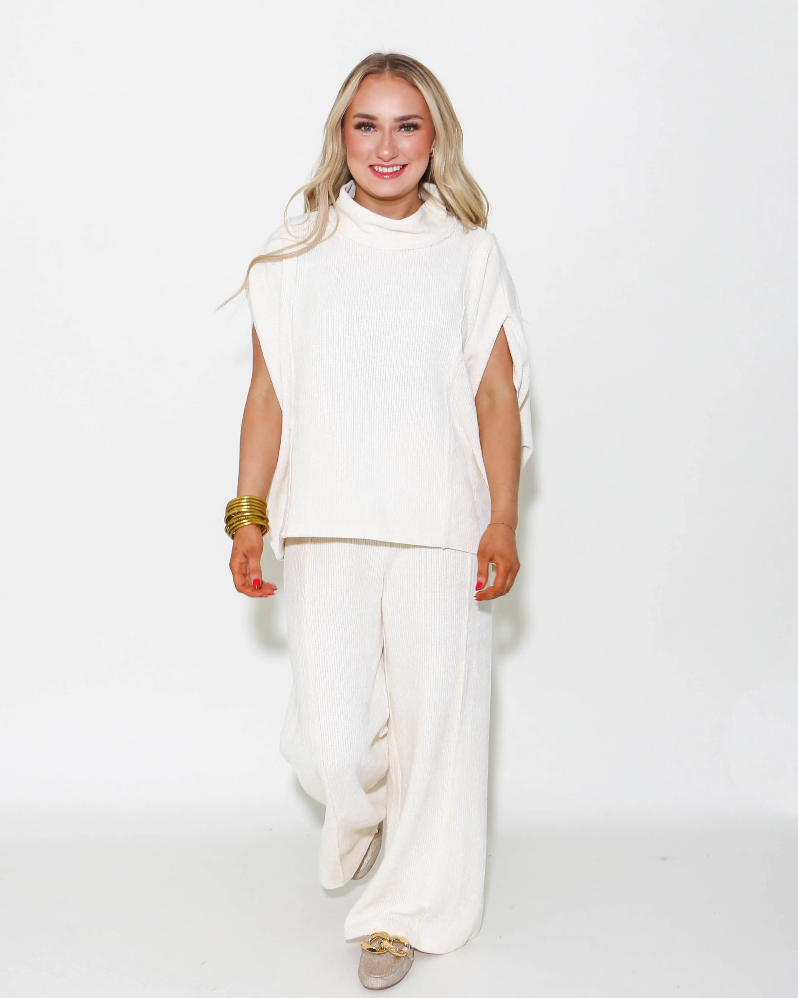 Luxe Cream Wide Leg Pants & Top Set