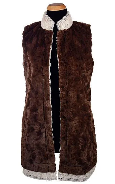 Mandarin Vest - Rosebud Faux Fur Brown or Black (One Medium / One Large in Black Left!)