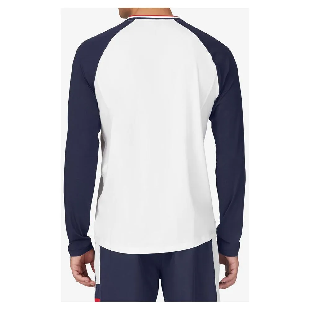 Men`s Heritage Essentials Long Sleeve Tennis Top White and Navy