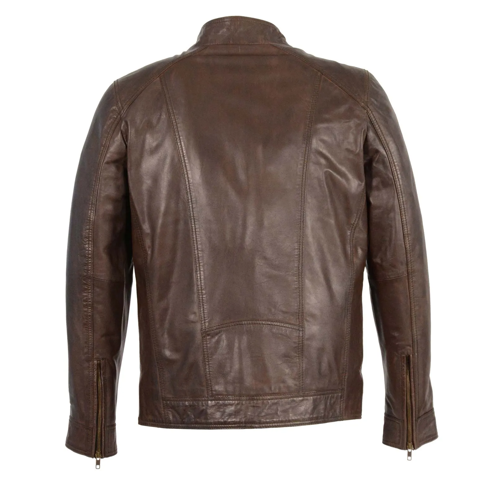 Milwaukee Leather Men's Broken Brown Leather Jacket with Front Zipper