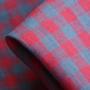 Mina Check Raspberry Washed Linen