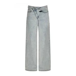 OFFSET FLY BAGGY DENIM - Light Blue